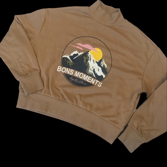 H&M Tops - [2/$25] Mock-neck Sweatshirt Mountain Range Tan